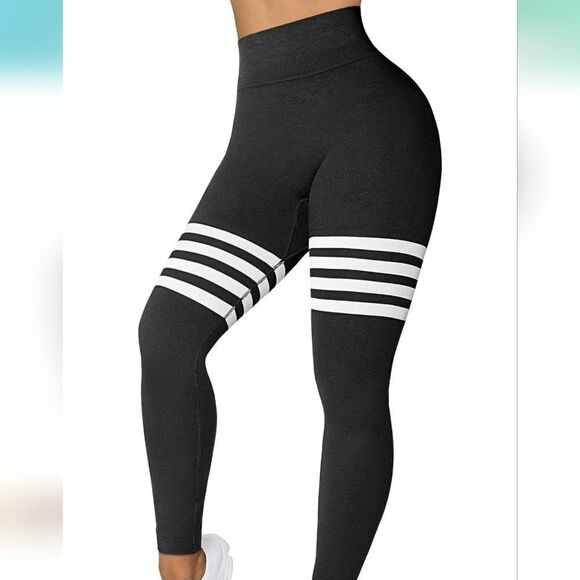 Amazon Women's Scrunch Butt Athletic Leggings with High Waist and Stripes Size M - Picture 10 of 11